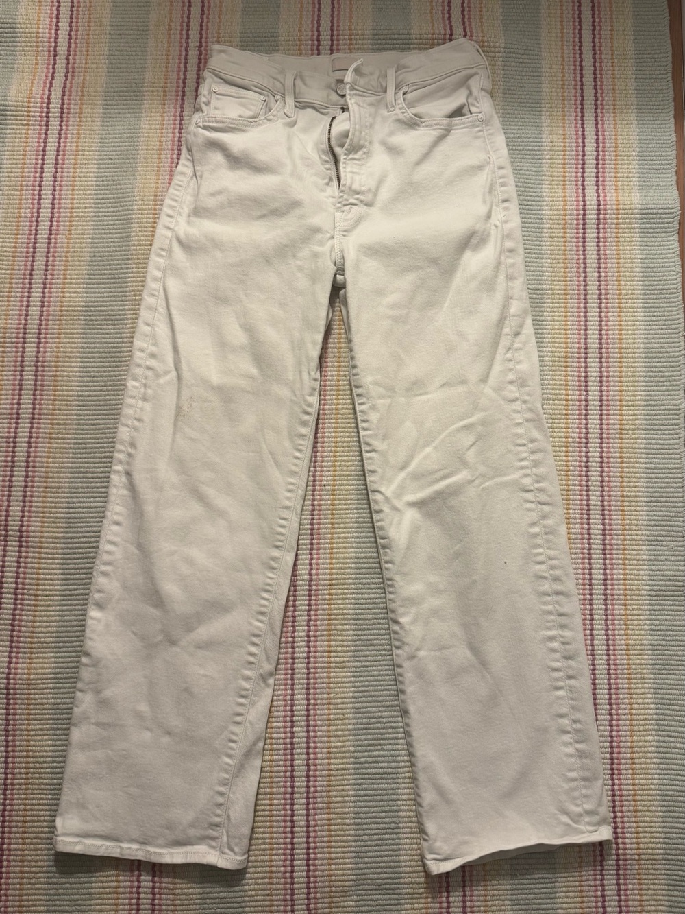 MOTHER Rambler Ankle Zip White Straight-Leg Women's Jeans, 28